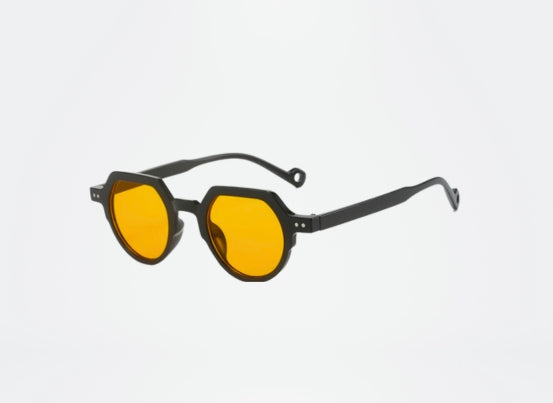 New_ Korean Sunglasses_ Black Frame_ Orange Lens