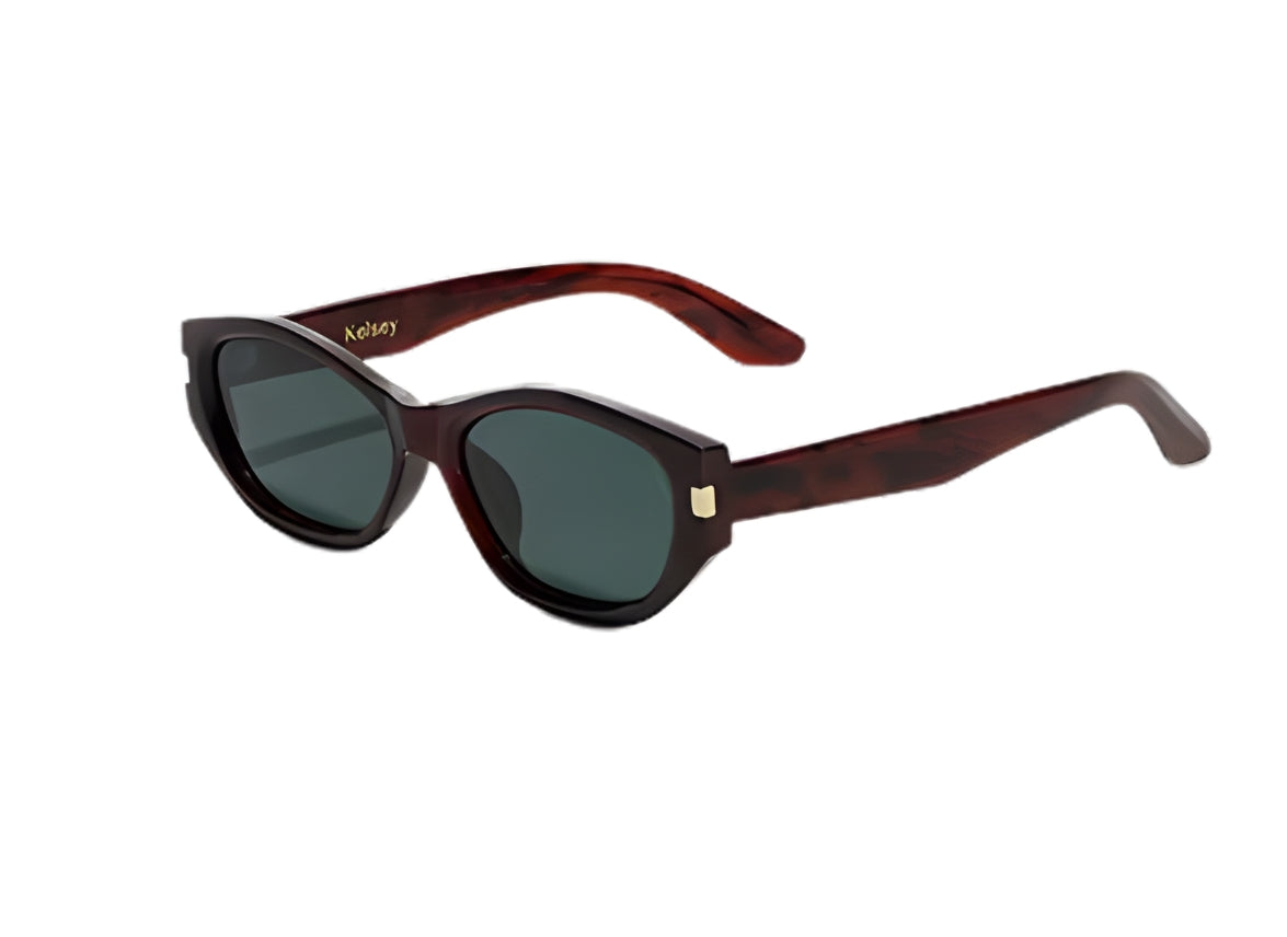 Kelsey - Burgundy Frame - Green Lens