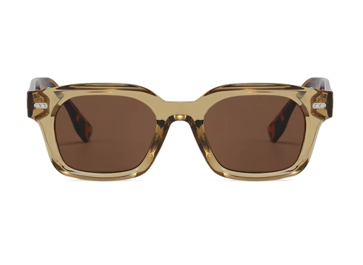Salty Crystal Champagne Frame - Brown Lens - Tiger Print Arms