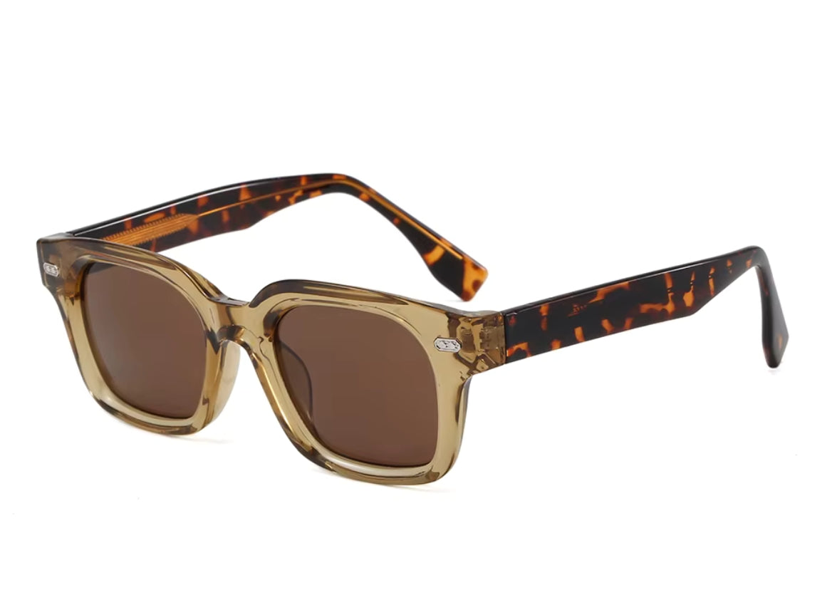 Salty Crystal Champagne Frame - Brown Lens - Tiger Print Arms