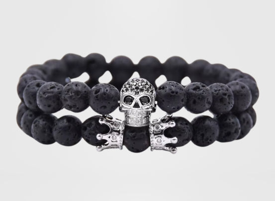 Empire 2 Pcs Set Bracelet - Silver Skull & Throne