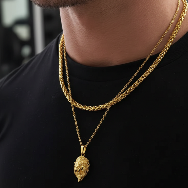 Lion Necklace 18K Gold Plated  - Stainless - Set of 2 PCS