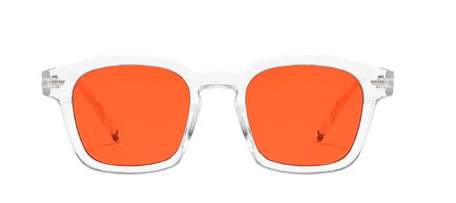 Rectangular Frame - Orange Lens - Crystal Frame