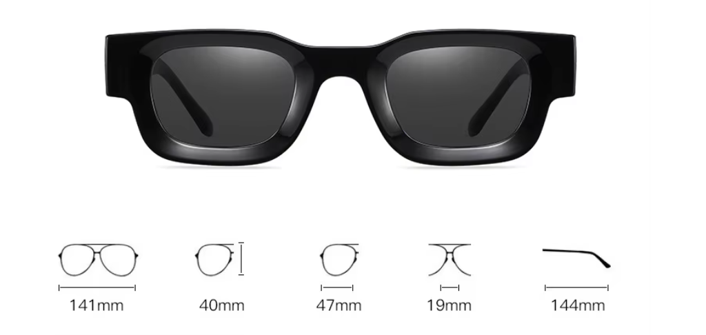 SPADE - Black Squared Frame - Pink Lens