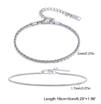 Twisted - 2 PCs Bracelets - Stainless