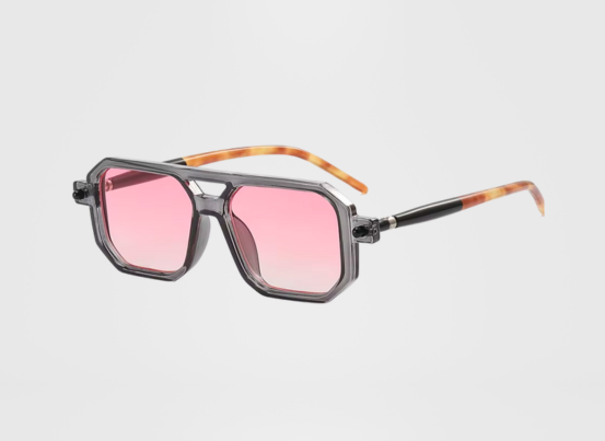 The Punk - Crystal Grey Frame - Tiger Pattern Arm - Pink Lens