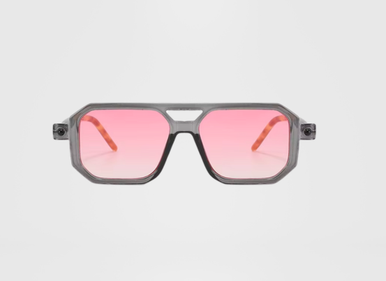 The Punk - Crystal Grey Frame - Tiger Pattern Arm - Pink Lens
