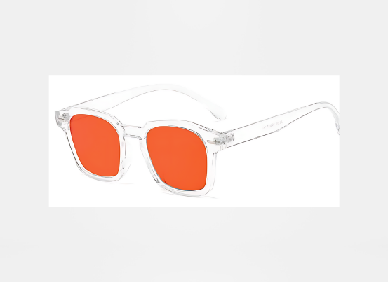 Rectangular Frame - Orange Lens - Crystal Frame