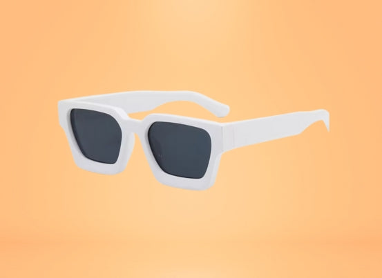 Best Seller - White Frame Dark Grey Lens Squared - Big Frame