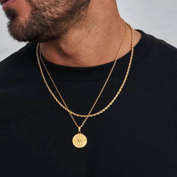 Compass Necklace 18K Gold Plated - Stainless - Set of 2 PCS